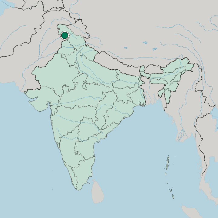 Map showing Udhampur — In India