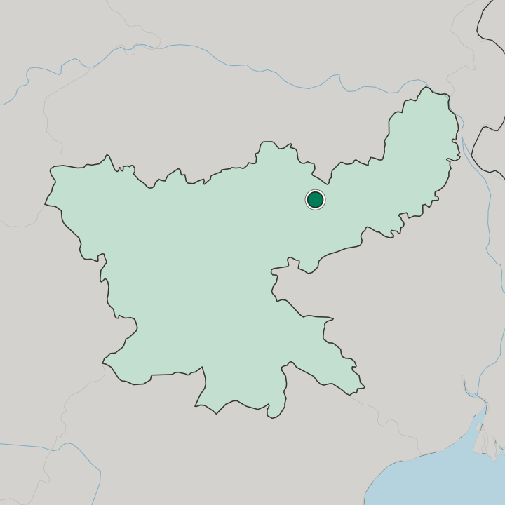 Map showing Giridih — In State of Jhārkhand