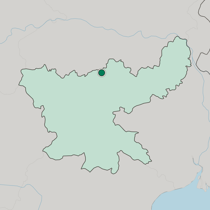 Map showing Jhumri Telaiya — In State of Jhārkhand