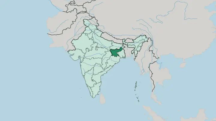 Map of State of Jhārkhand in India