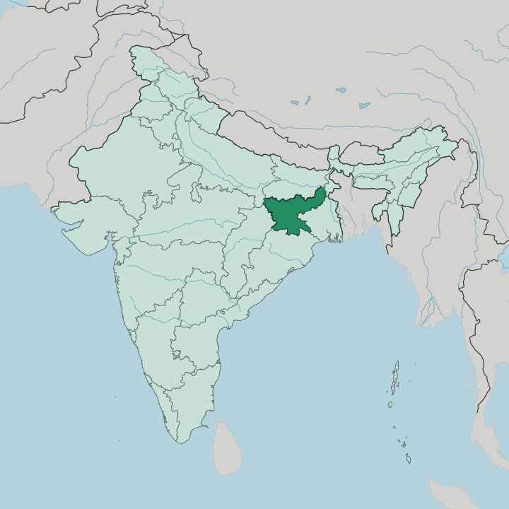 Map showing State of Jhārkhand — In India