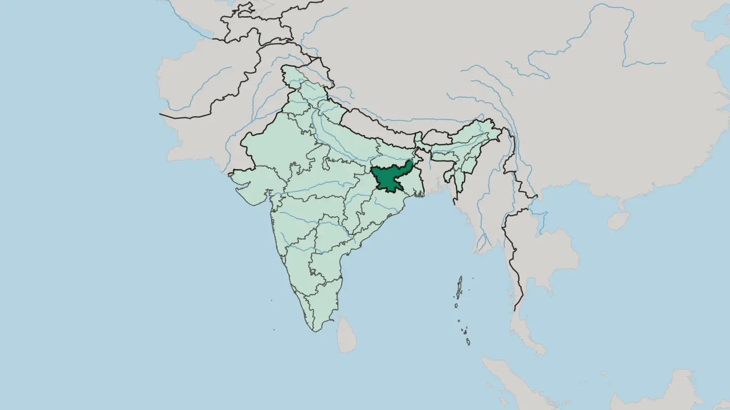 Map of State of Jhārkhand in India
