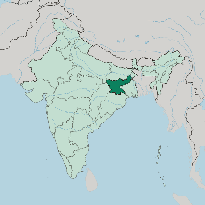Map showing State of Jhārkhand — In India
