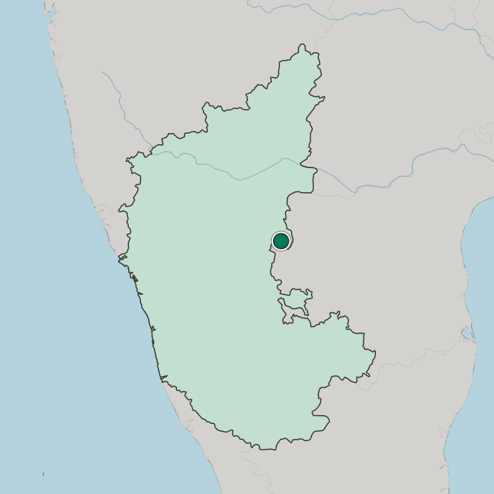 Map showing Ballari — In State of Karnataka