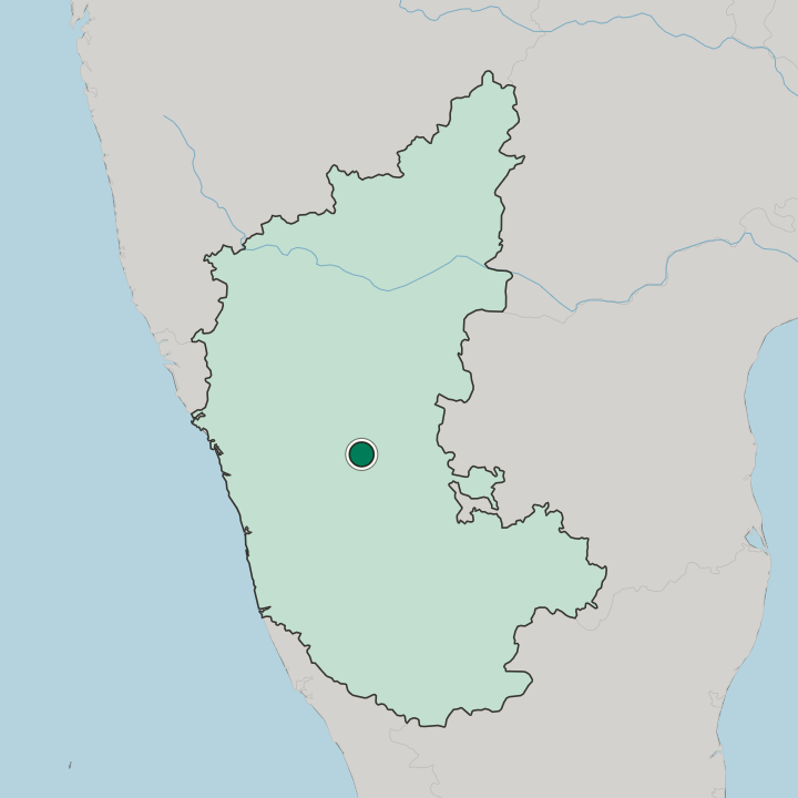 Map showing Davangere — In State of Karnataka