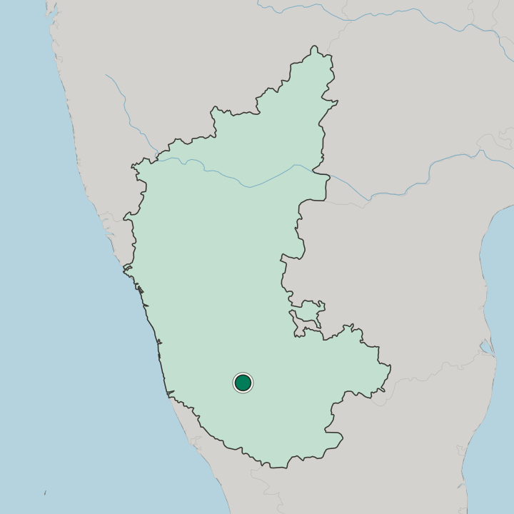 Map showing Hassan — In State of Karnataka