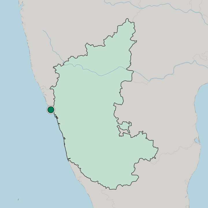 Map showing Karwar — In State of Karnataka
