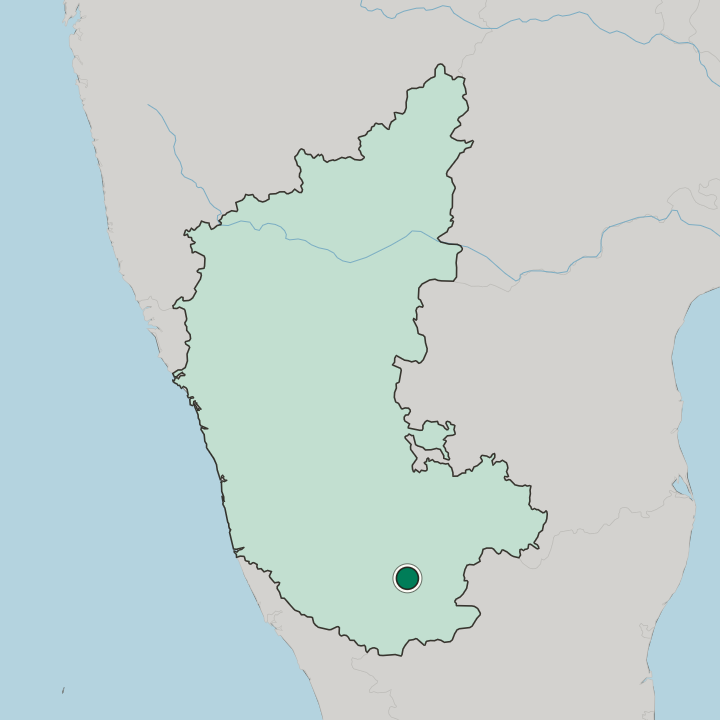Map showing Mandya — In State of Karnataka
