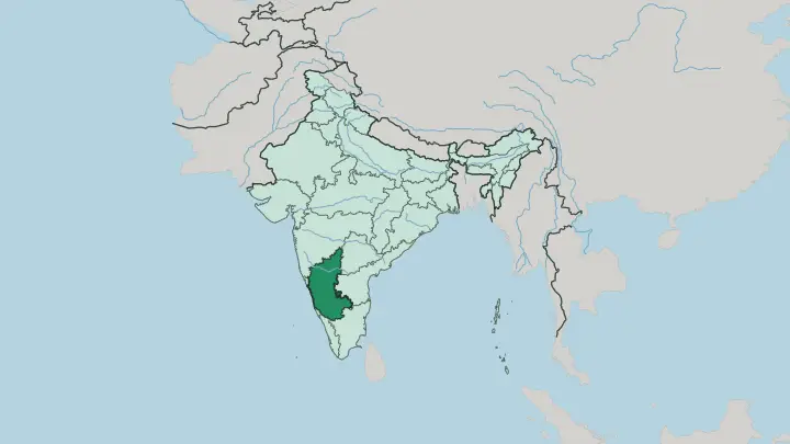 Map of State of Karnataka in India