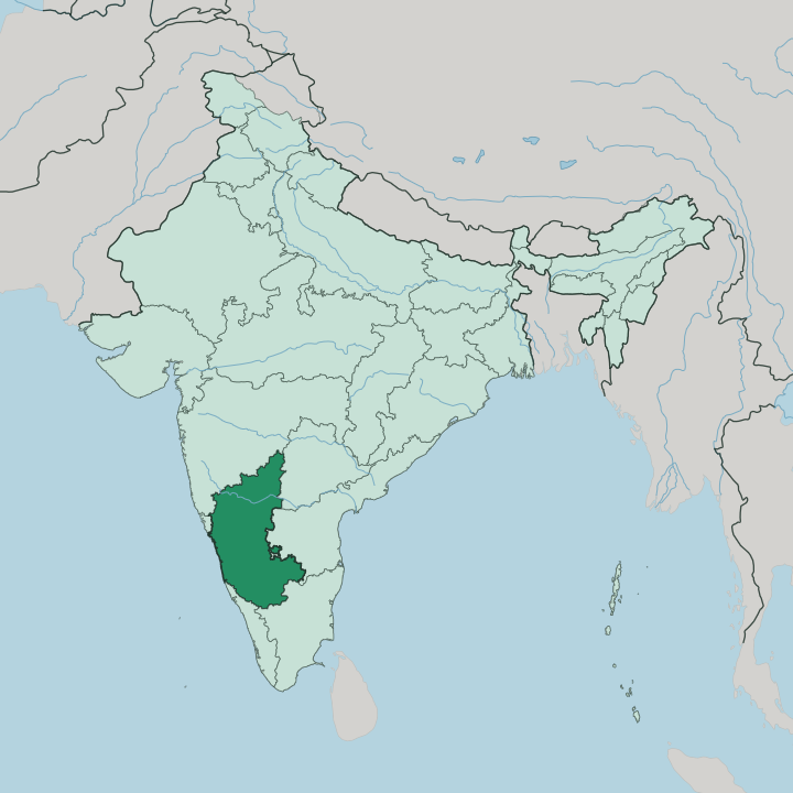 Map showing State of Karnataka — In India