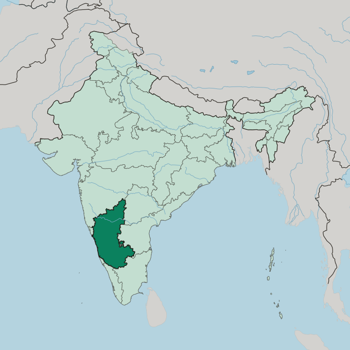 Map showing State of Karnataka — In India