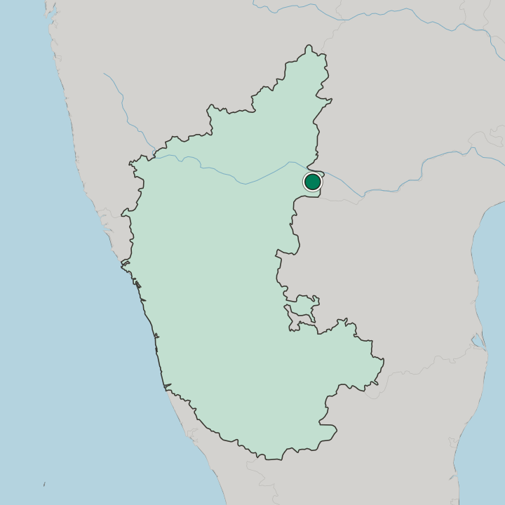 Map showing Rāichūr — In State of Karnataka