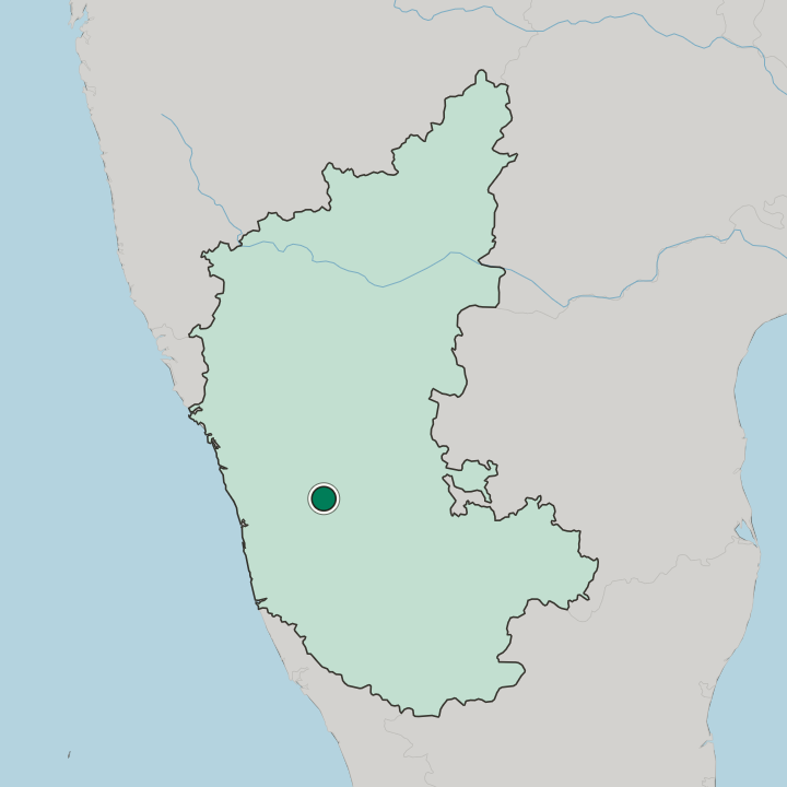 Map showing Shivamogga — In State of Karnataka