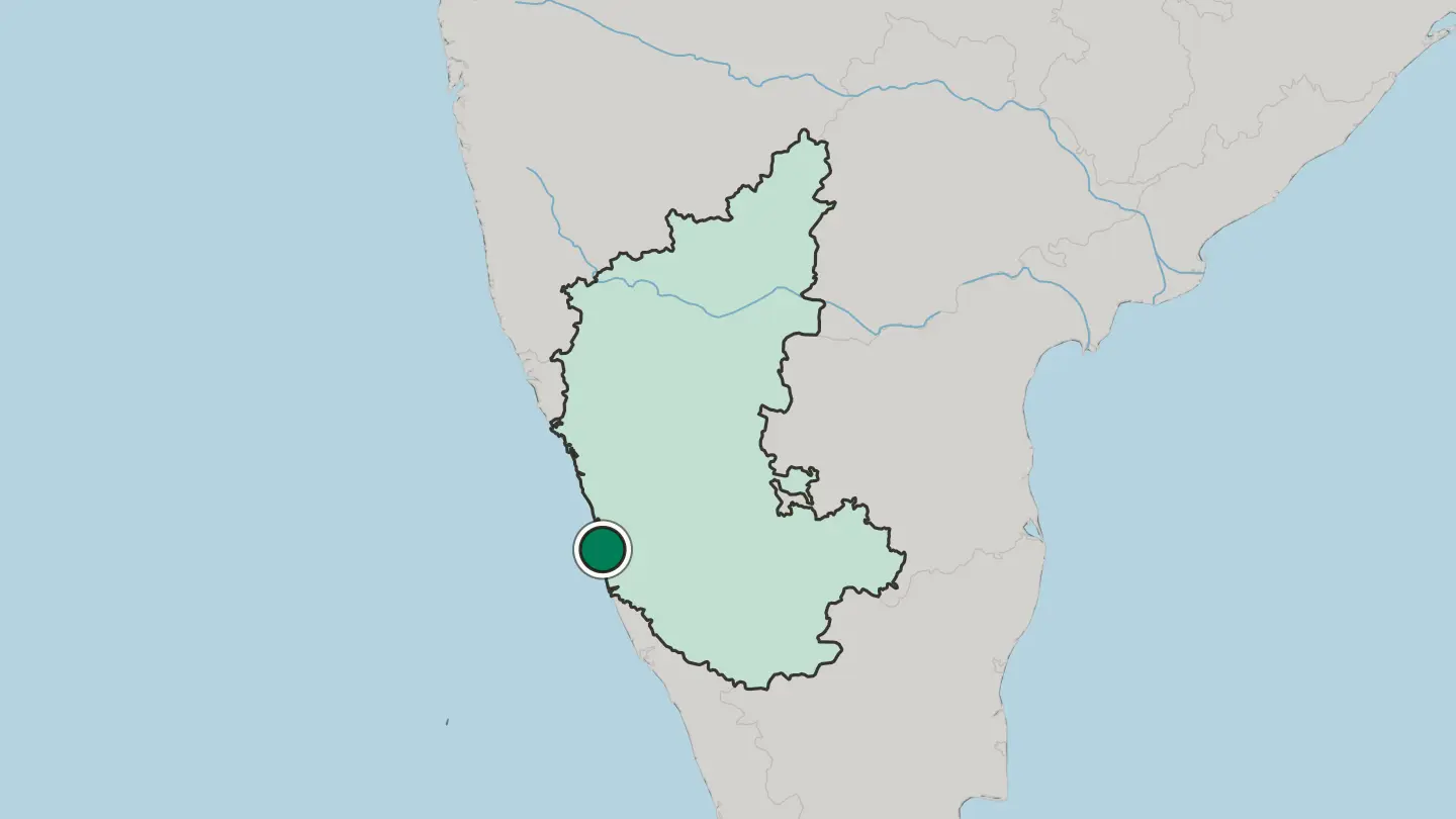Map of Udupi in India