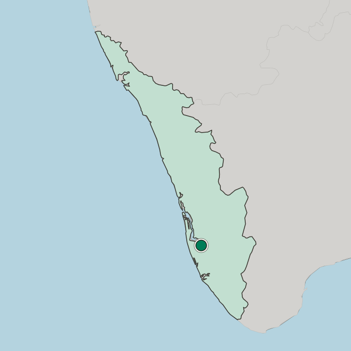 Map showing Changanācheri — In State of Kerala