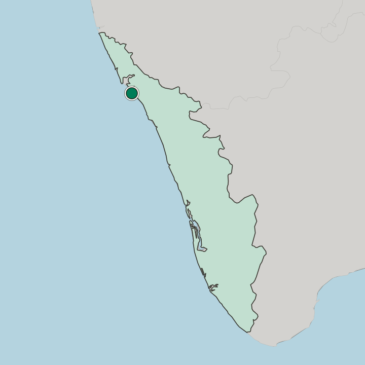 Map showing Kannur — In State of Kerala