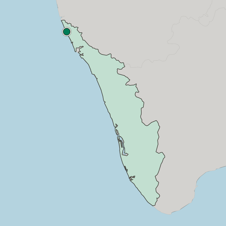Map showing Kāsaragod — In State of Kerala