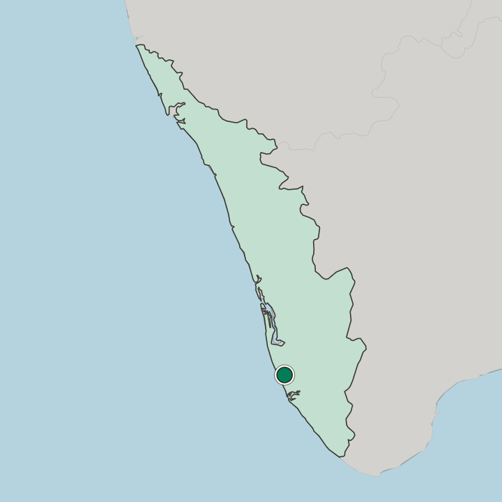 Map showing Kayamkulam — In State of Kerala