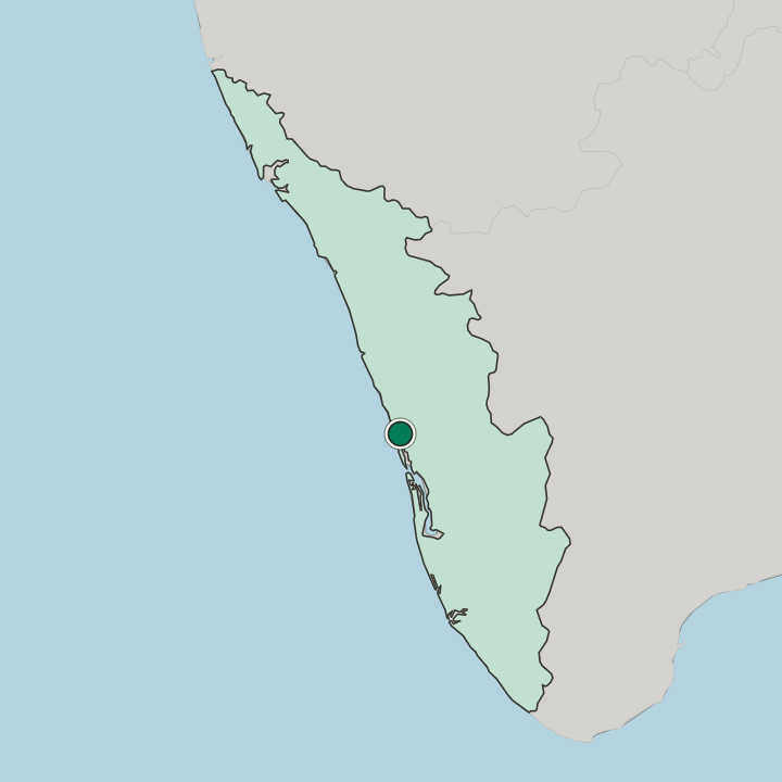 Map showing Kodungallūr — In State of Kerala
