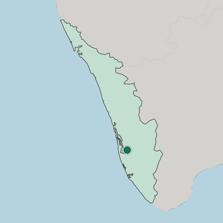 Map showing Kottayam — In State of Kerala
