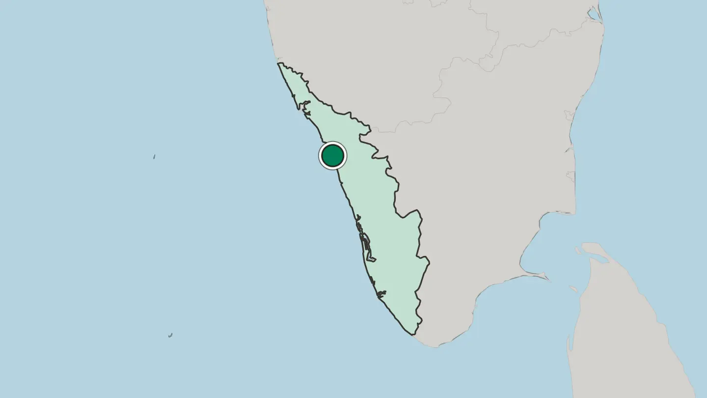 Map of Kozhikode in India