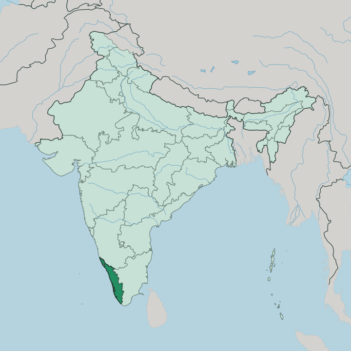 Map showing State of Kerala — In India