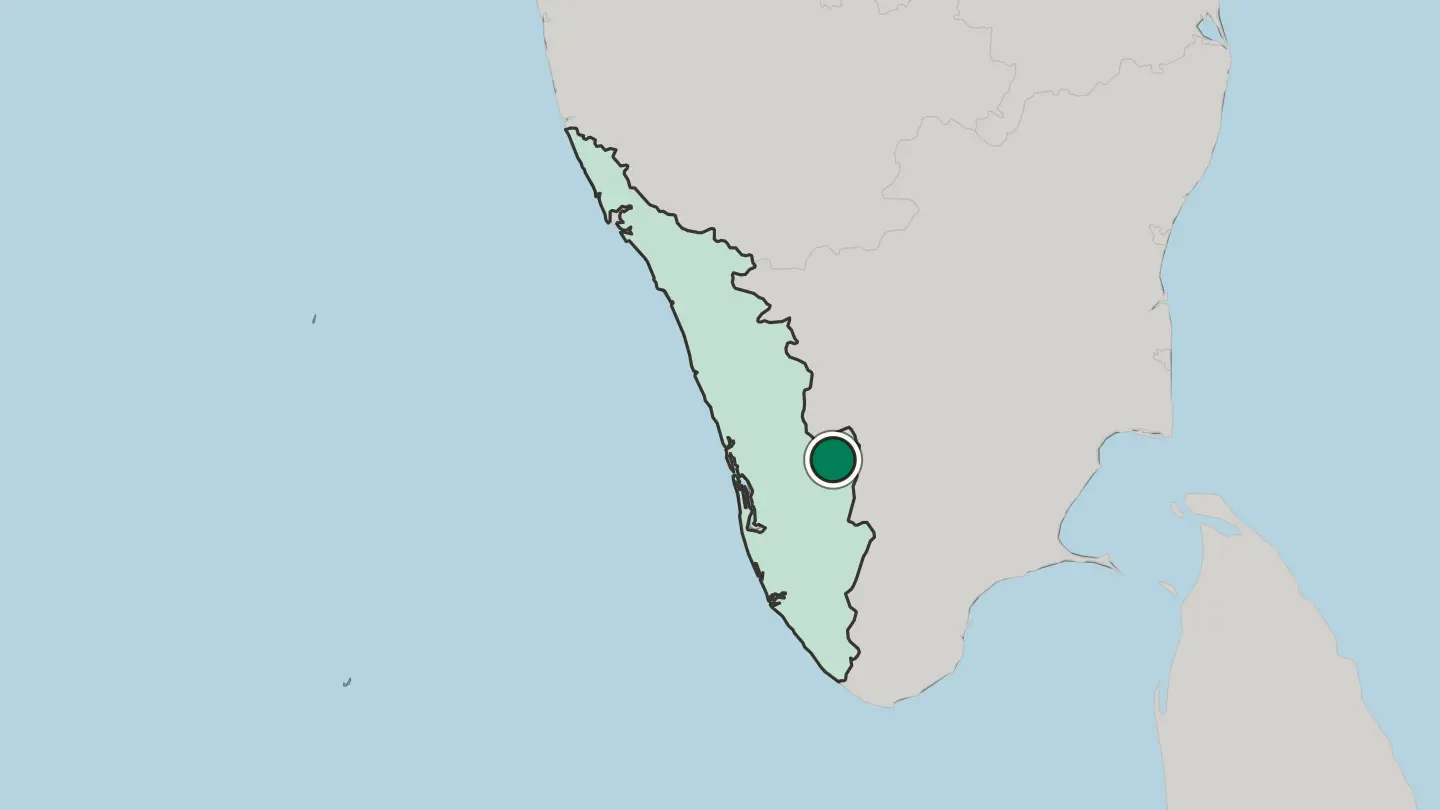 Map of Munnar in India