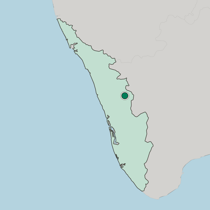 Map showing Palakkad — In State of Kerala