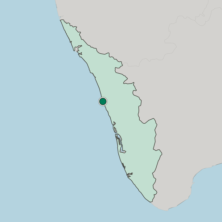Map showing Ponnāni — In State of Kerala