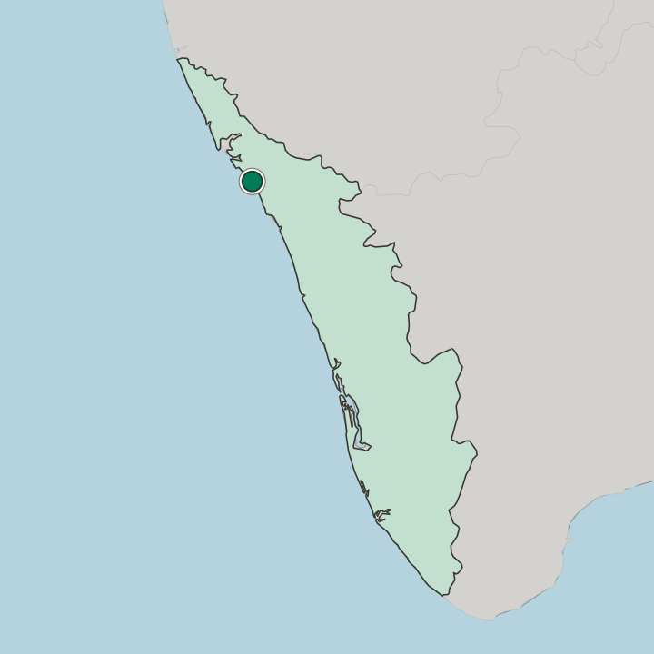 Map showing Tellicherry — In State of Kerala