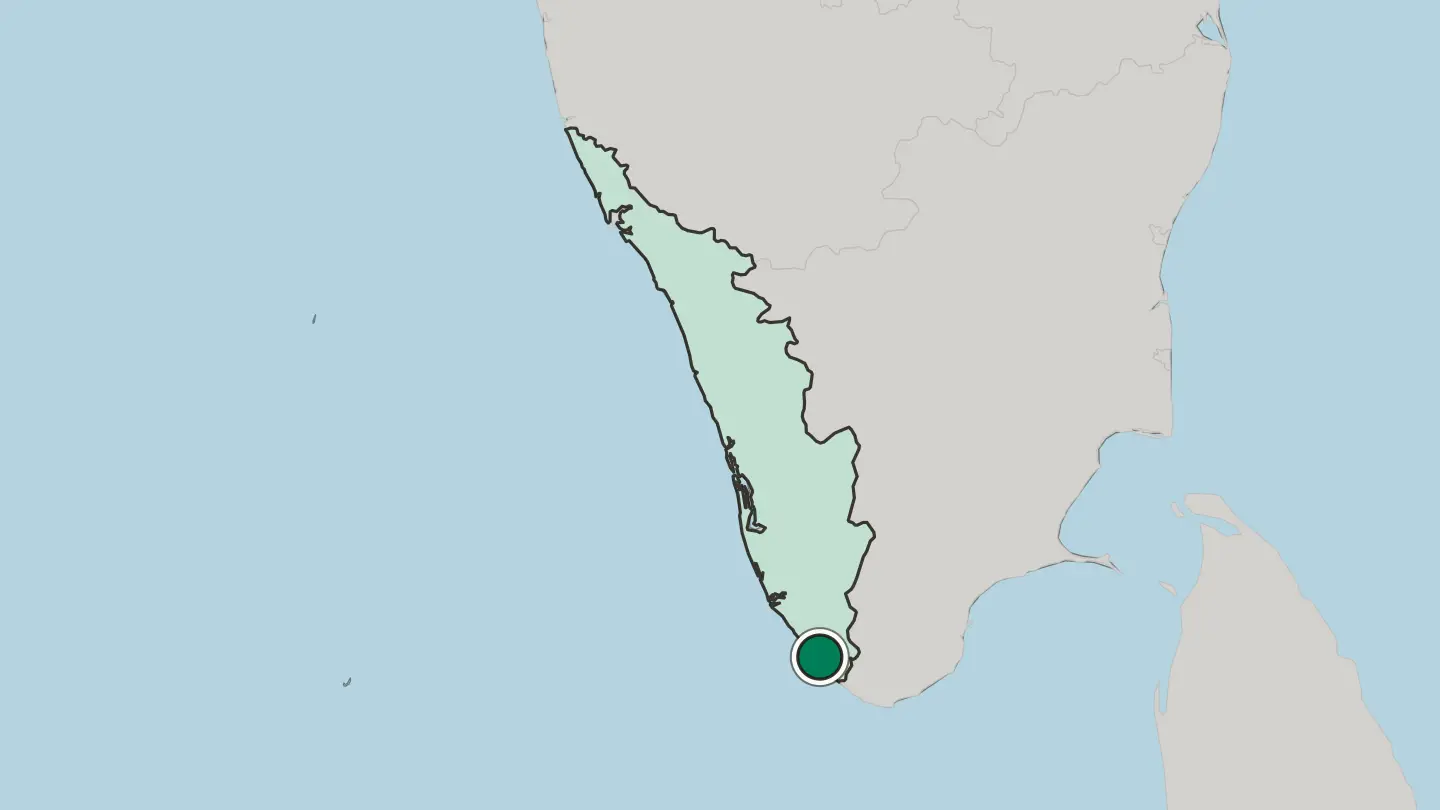 Map of Thiruvananthapuram in India