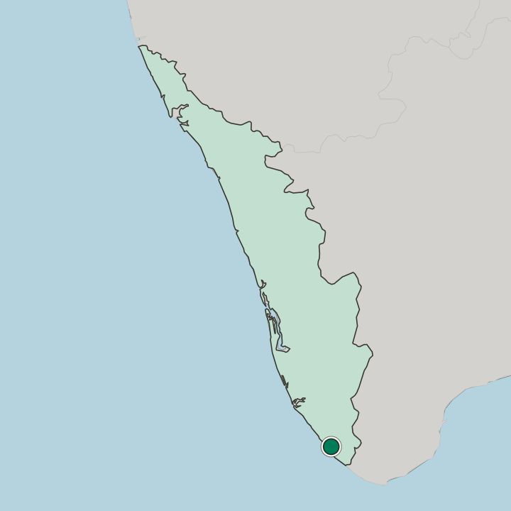 Map showing Thiruvananthapuram — In State of Kerala