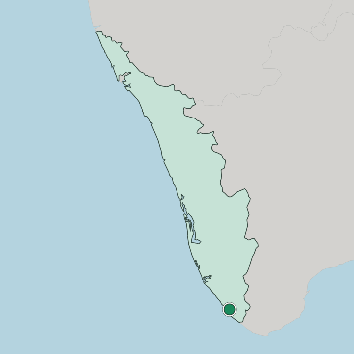 Map showing Thiruvananthapuram — In State of Kerala
