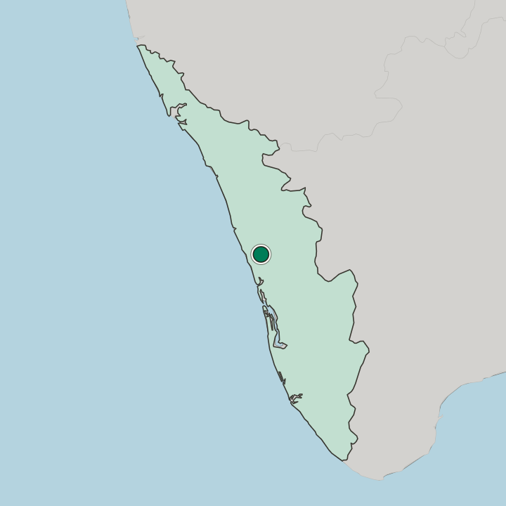 Map showing Thrissur — In State of Kerala