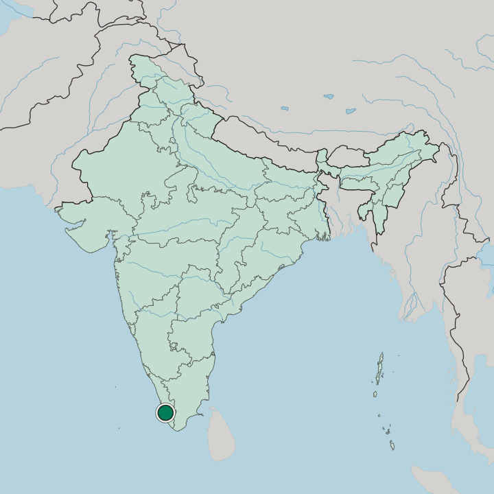 Map showing Tiruvalla — In India