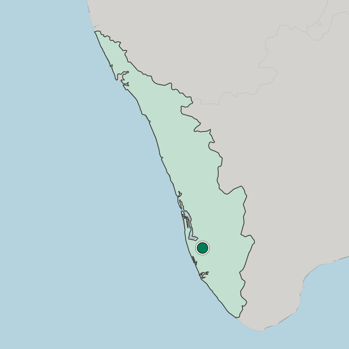 Map showing Tiruvalla — In State of Kerala