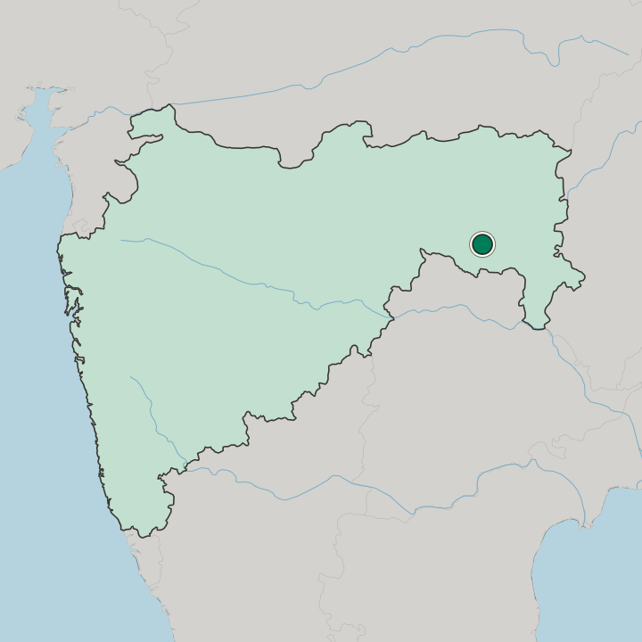 Map showing Chānda — In State of Mahārāshtra