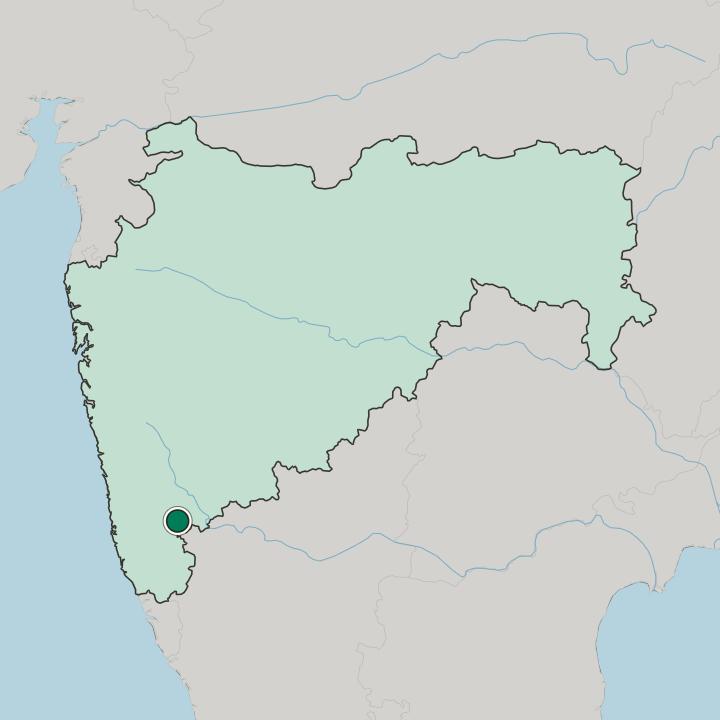Map showing Kolhāpur — In State of Mahārāshtra