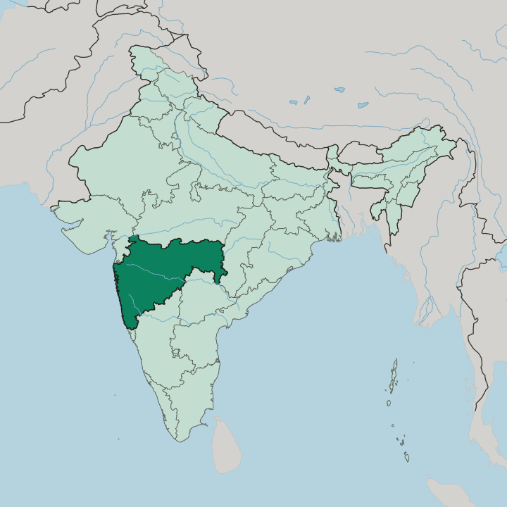 Map showing State of Mahārāshtra — In India