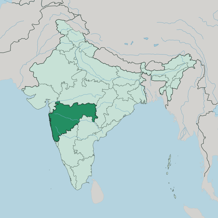 Map showing State of Mahārāshtra — In India