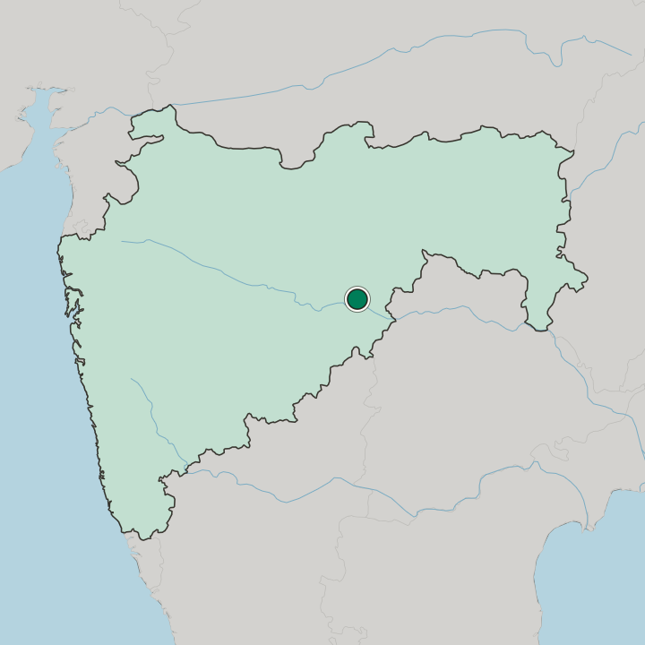 Map showing Nanded — In State of Mahārāshtra
