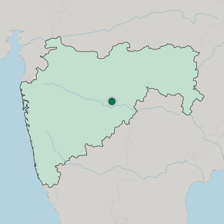 Map showing Parbhani — In State of Mahārāshtra