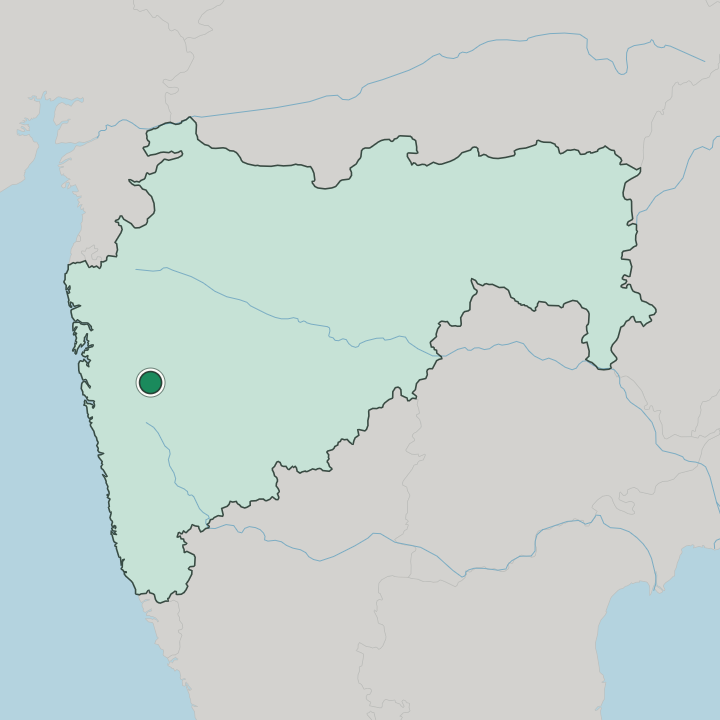 Map showing Pune — In State of Mahārāshtra
