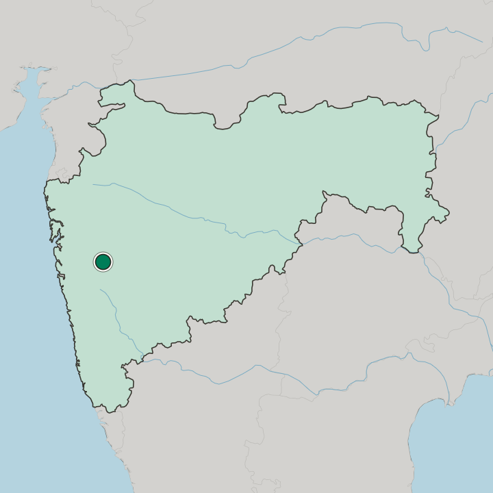 Map showing Pune — In State of Mahārāshtra