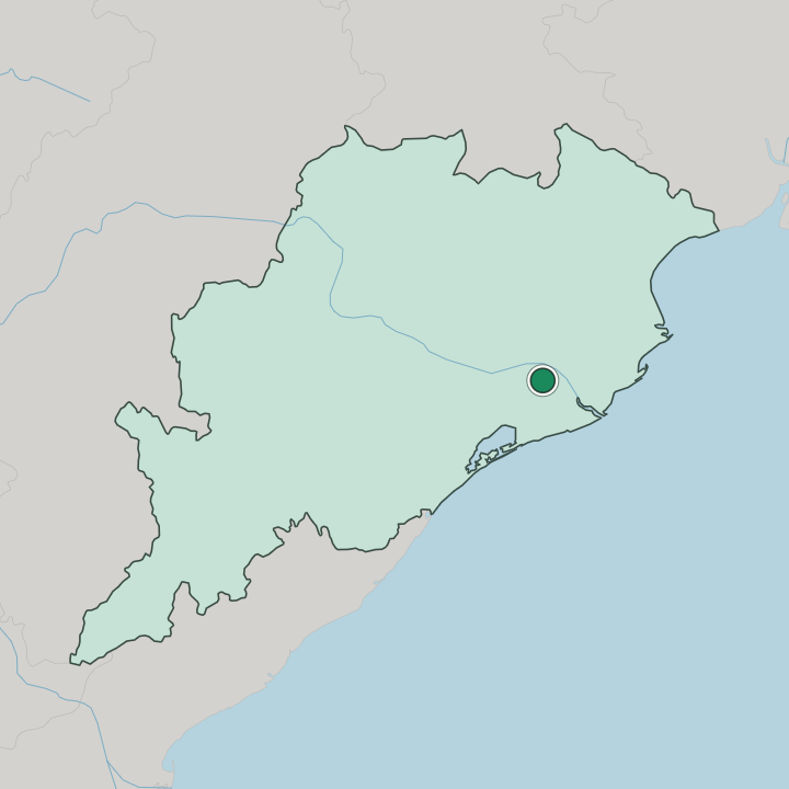 Map showing Bhubaneswar — In State of Odisha