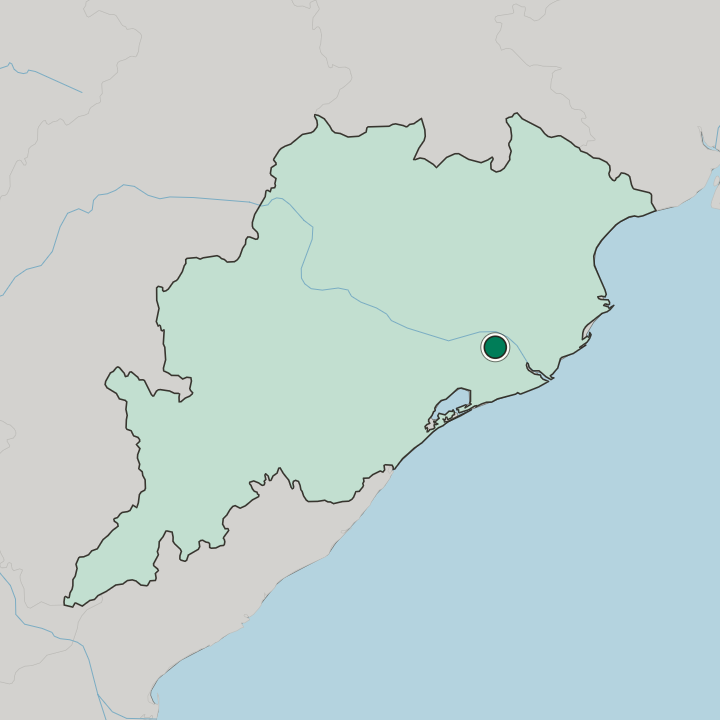 Map showing Bhubaneswar — In State of Odisha
