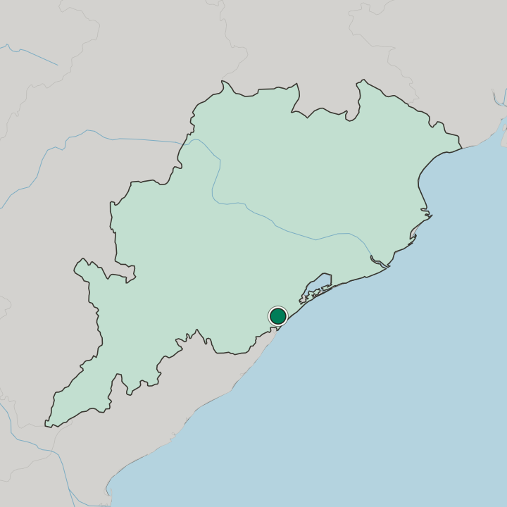 Map showing Brahmapur — In State of Odisha