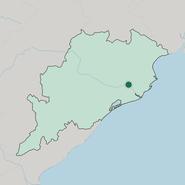 Map showing Cuttack — In State of Odisha