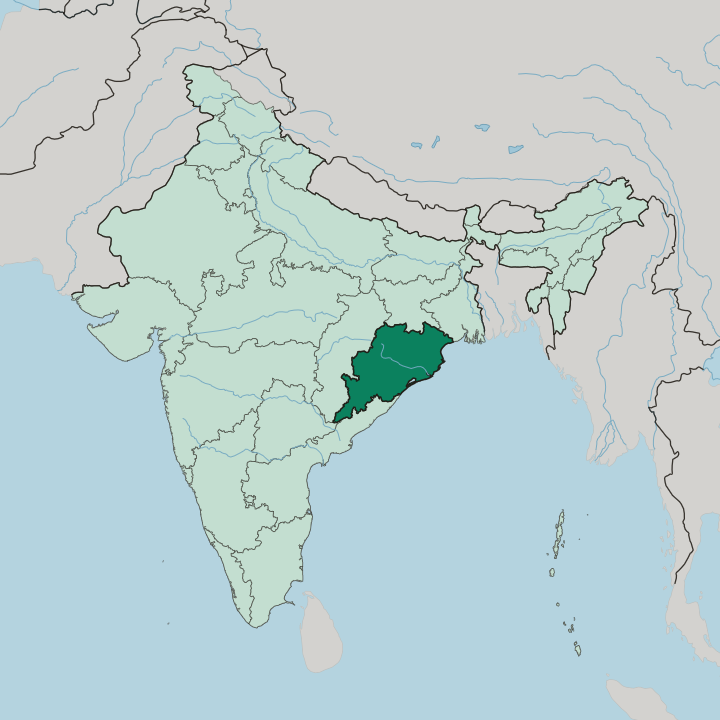 Map showing State of Odisha — In India