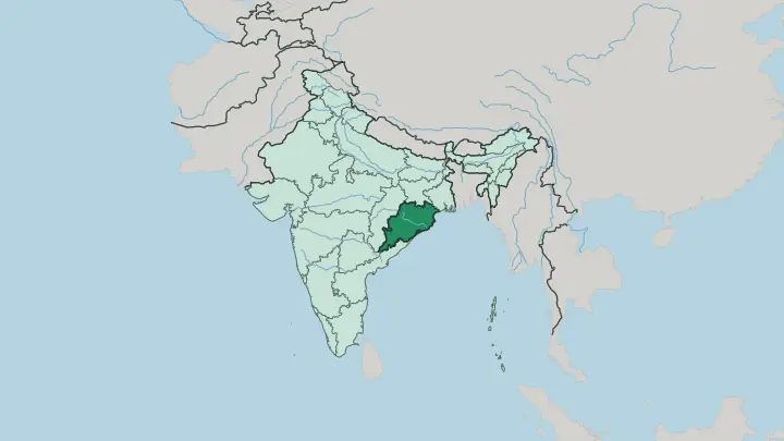Map of State of Odisha in India